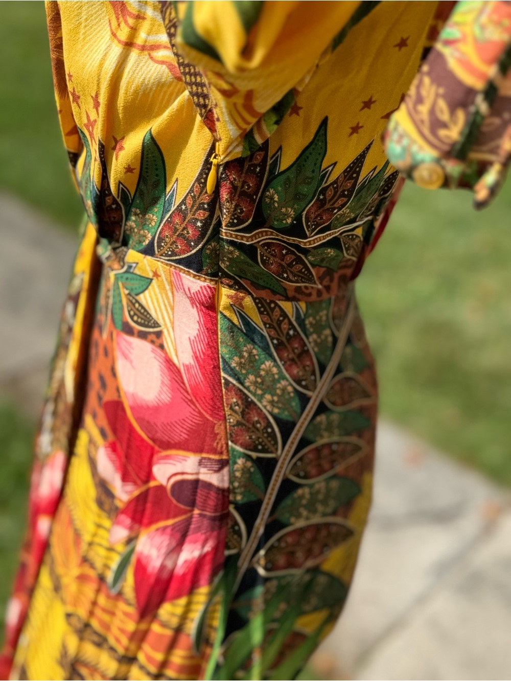 Farm Rio Tropical jungle print long sleeve V-neck maxi dress boho resort - Picture 6 of 13